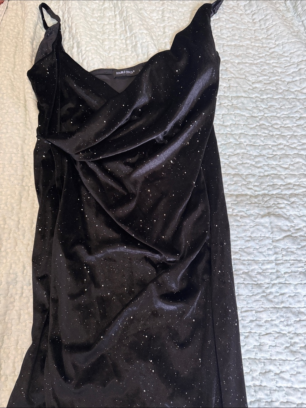 Fashion Nova Black Sparkle Cowl Slip Dress